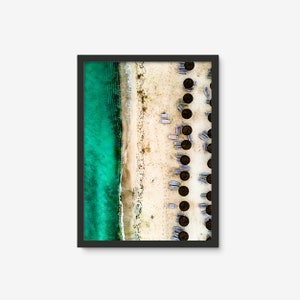 Aerial view of the beach and sea at Playa de Muro, Alcudia, Majorca.  Digital print / download