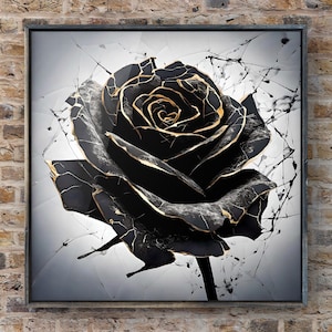 Black Rose: Kintsugi - ai art digital print / download