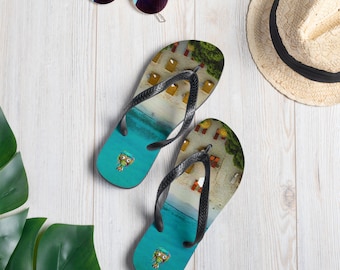 Beach Flip-Flops: Customizable Fabric Lining, Rubber Sole