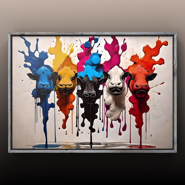 Coloured Cowscape - ai art digital print / download