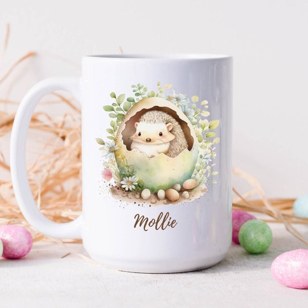 Easter mug/large Easter mug/easter hedgehog mug/large Easter cup/personalised mug/ easter gift