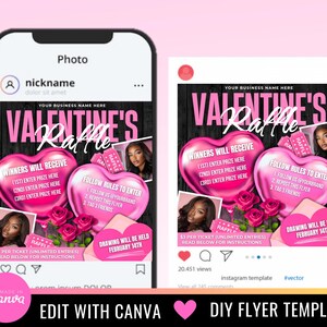 Valentine's Raffle Flyer, DIY Canva Template (1080x1080 Px) - Etsy