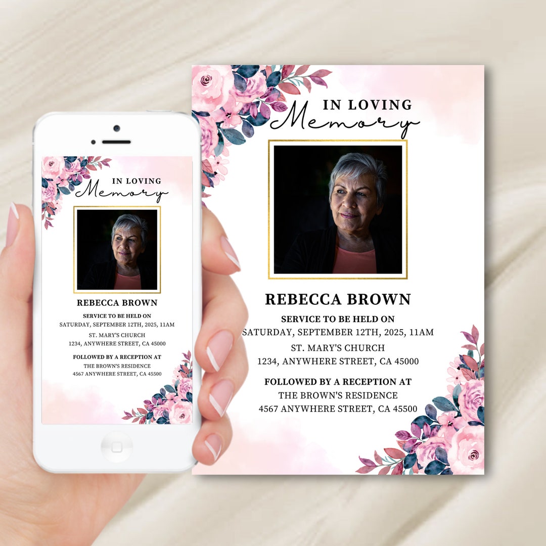 Funeral Evite, Electronic Celebration of Life Announcement Template