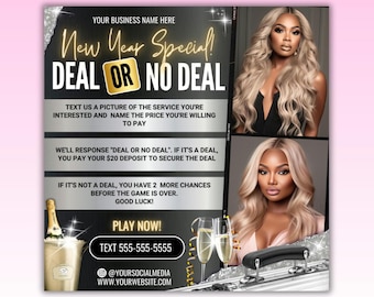 New Year &#39;Deal or No Deal&#39; Flyer: Canva Template (1080x1080 px)