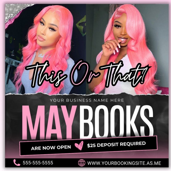 May Booking Flyer, May Books Open, May Appointments, Spring Booking Flyer, Mothers Day Flyer Hair Stylist Braids Nails Makeup Lash Wigs MUA
