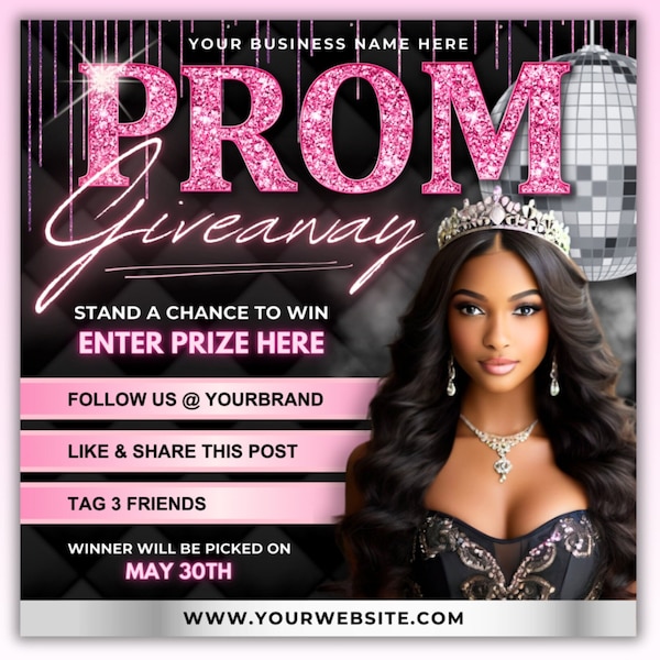 Prom Giveaway Flyer, Prom Give Away, Prom Raffle, Prom Dress Giveaway Hair Lash Makeup Braids Nails Wig Install MUA Instagram Giveaway