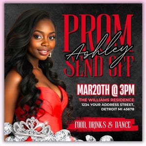 Red Prom Send Off Flyer, Prom Send Off Invitation, Prom Party Flyer, Prom Flyer, Prom Invite, Prom Invitation, Prom Celebration Template