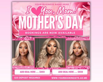 Mother's Day Hair, Makeup, Nails Booking Flyer (DIY Canva Template)