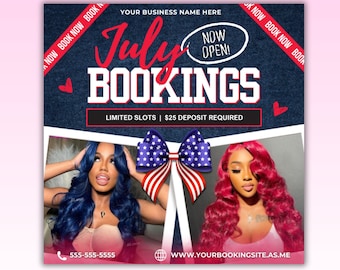 4th of July Special Flyer, 4th of July Booking Flyer, Fourth of July Deals Flyer, July Booking Flyer, Hair Braids Makeup Nails Lash Wigs MUA