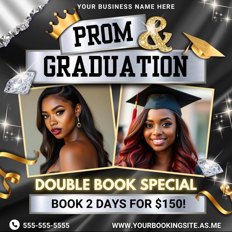 Prom Graphics Design Prom & Graduation Flyer: Hair, Makeup, Nails, Lash (canva Template) - Etsy