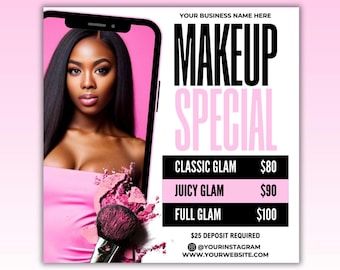 Glam Makeup Special Flyer: DIY Canva Template