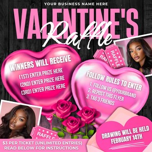 Valentine's Raffle Flyer, DIY Canva Template (1080x1080 Px) - Etsy
