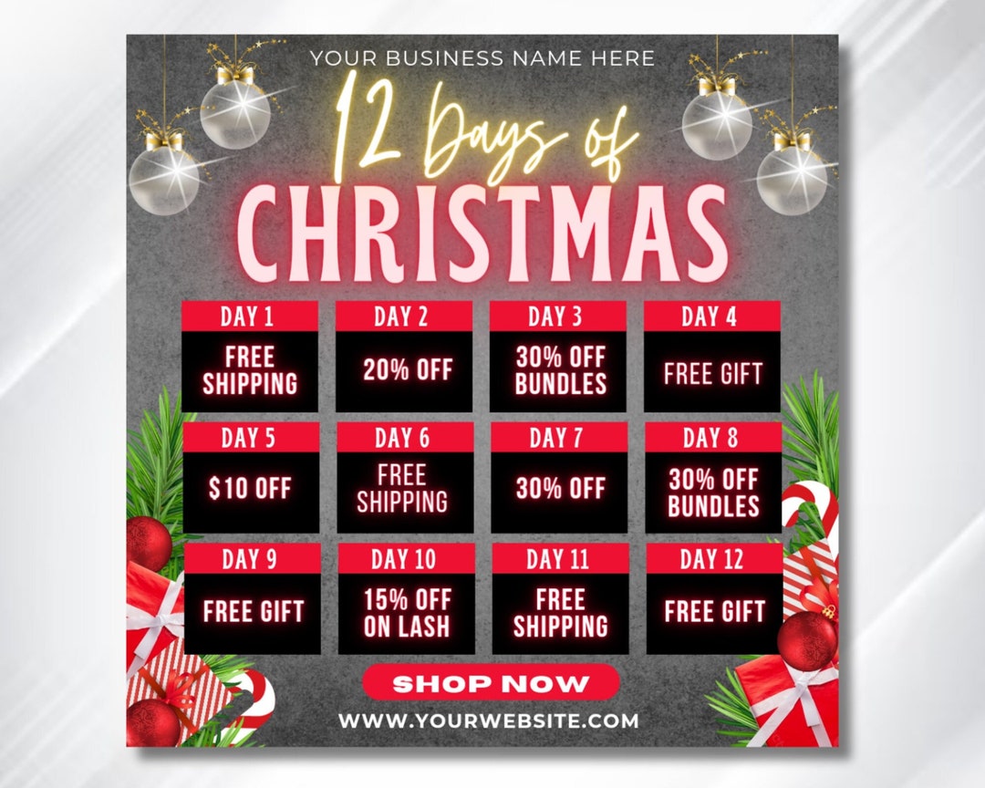 12 Days of Christmas Flyer, Christmas Sale Flyer, Christmas Deal Flyer ...
