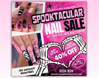 Halloween Nail Special Flyer: Salon Template (Canva, digitaler Download)