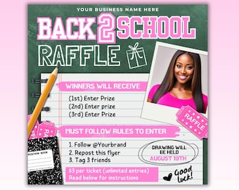 Raffle Flyer Template DIY Business Branding Giveaway Ticket Contest ...