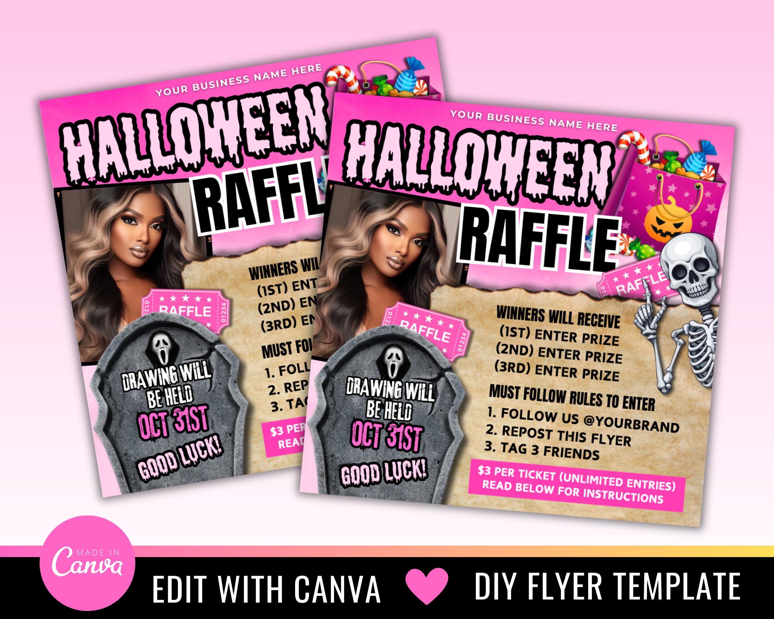 Halloweeen Raffle Sign Halloween Raffle Flyer: DIY Canva Template - Etsy