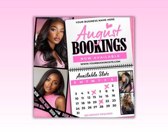Pink August Booking Flyer: Back To School Appointments (Canva Template)