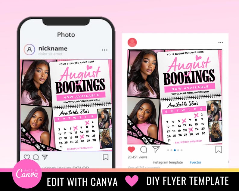 Pink August Booking Flyer: Back To School Appointments (Canva Template) image 2