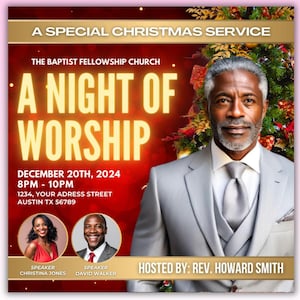 Christmas Church Flyer, Christmas Service Flyer, Christmas Prayers, Church Anniversary Flyer, Christmas Eve Prayer Flyer Church Service