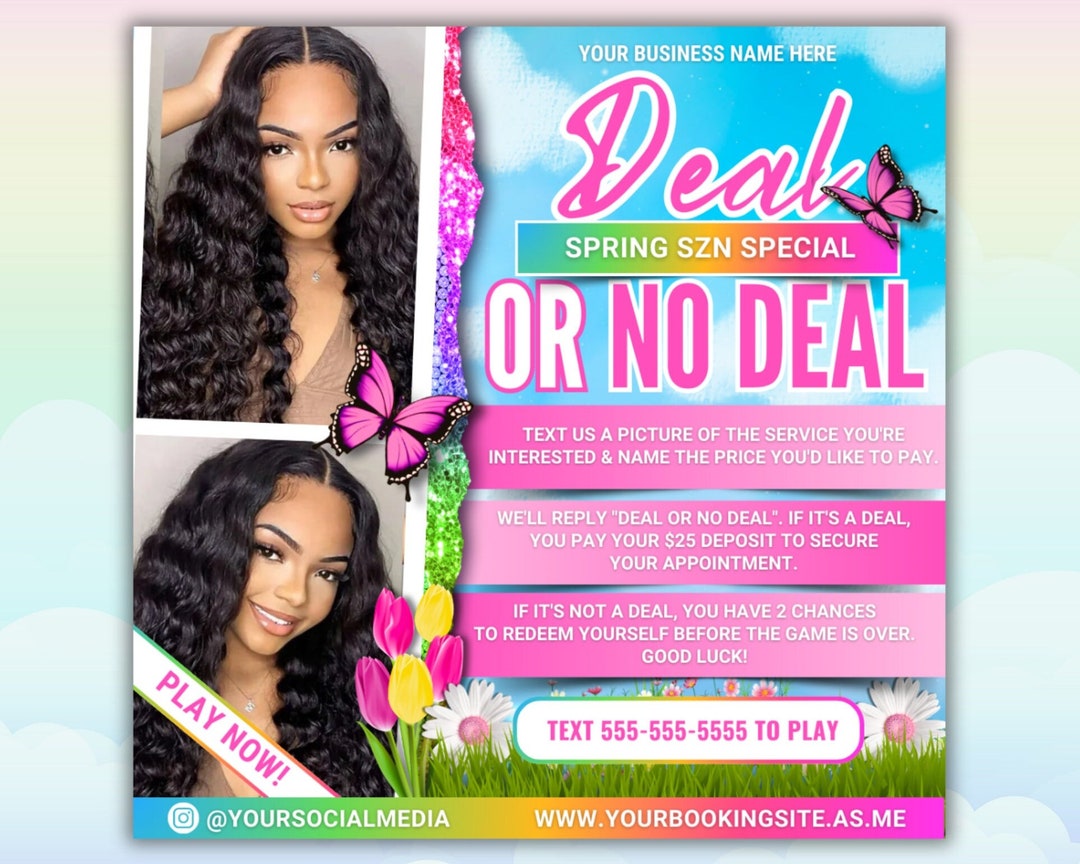 Spring Deal or No Deal Flyer, Spring Booking Flyer, March April May ...