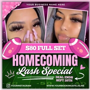 Homecoming Lash Special Flyer: DIY Canva Template