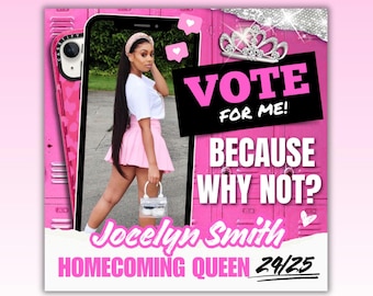 Pink Vote Homecoming Queen Flyer: Canva Template (Digital Download)