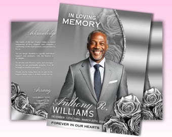 May include: A black and white funeral announcement with a photo of a man in a suit. The announcement reads "In Loving Memory" and "Anthony R. Williams" with the dates "December 12th, 1960 - March 20th, 2024" and "Forever in Our Hearts".