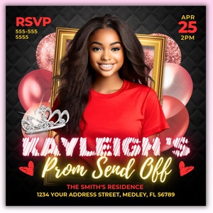 Red Prom Send Off Flyer, Prom Send Off Invitation, Prom Party Flyer, Prom Flyer, Prom Invite, Prom Invitation, Prom Celebration Template