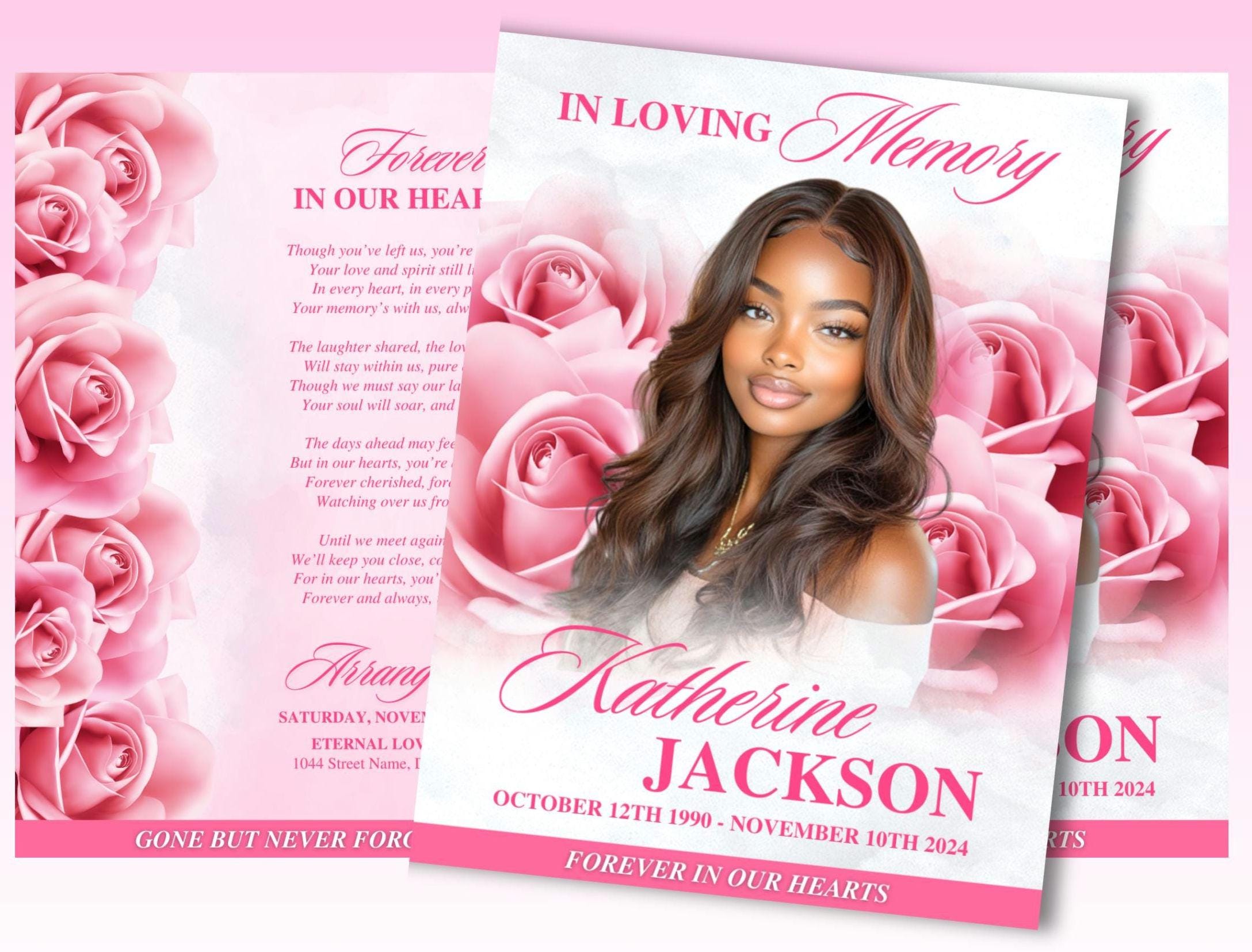 Pink Funeral Program - Etsy