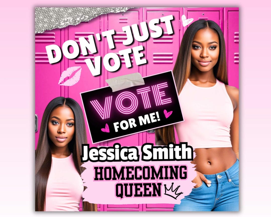 Pink Vote Homecoming Queen Flyer: Canva Template (4x4 Inch) - Etsy