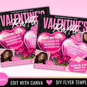 Valentine's Raffle Flyer, DIY Canva Template (1080x1080 Px) - Etsy