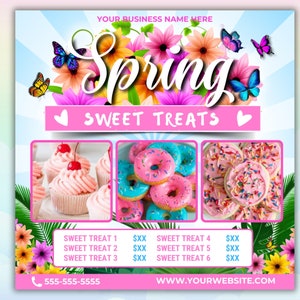 Spring Bake Sale Flyer, Spring Sweet Treat Flyer, Bäckerei Flyer, Bake Shop Bäcker Flyer, Dessert Gebäck Kuchen Flyer, Back Preisliste Vorlage