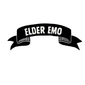 May include: Black and white banner with the text "ELDER EMO" in white.