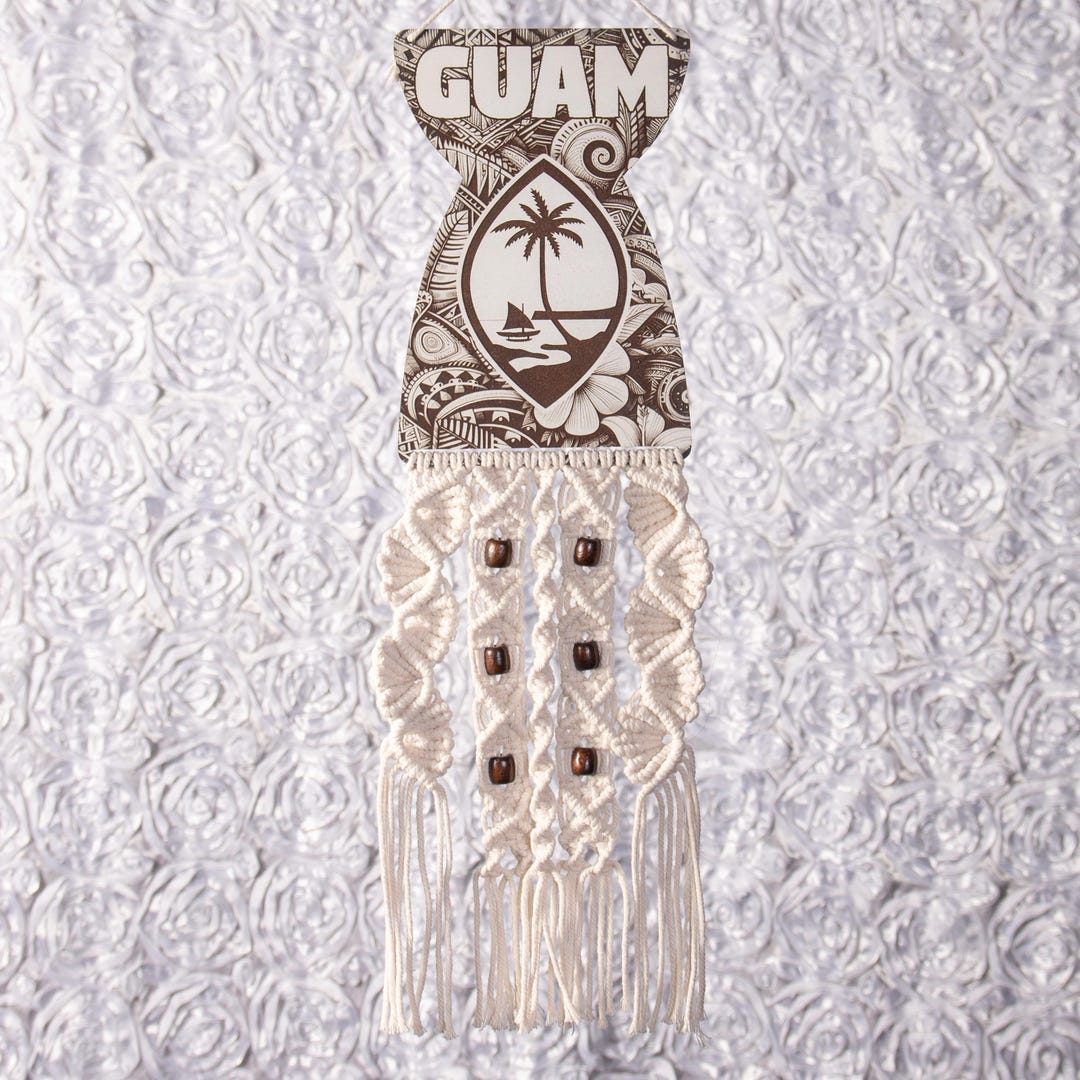 Handmade Guam Seal Inside a Latte Stone With Tribal Macrame Wall Art ...
