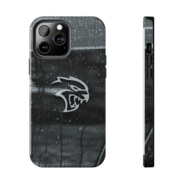 Custodia per iPhone Hellcat, Custodia per iPhone per auto con emblema Hellcat, Custodia per telefono con logo Dodge Hellcat, Hellcat Handyhulle iPhone 7 8 X 11 12 13 14 15 Pro +