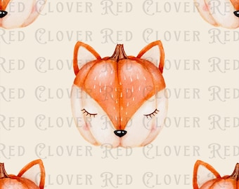 Foxes pumpkins Seamless Pattern, woodland seamless pattern, fox cub, forest animals, pattern for fabric, digital pattern, sublimation, fox