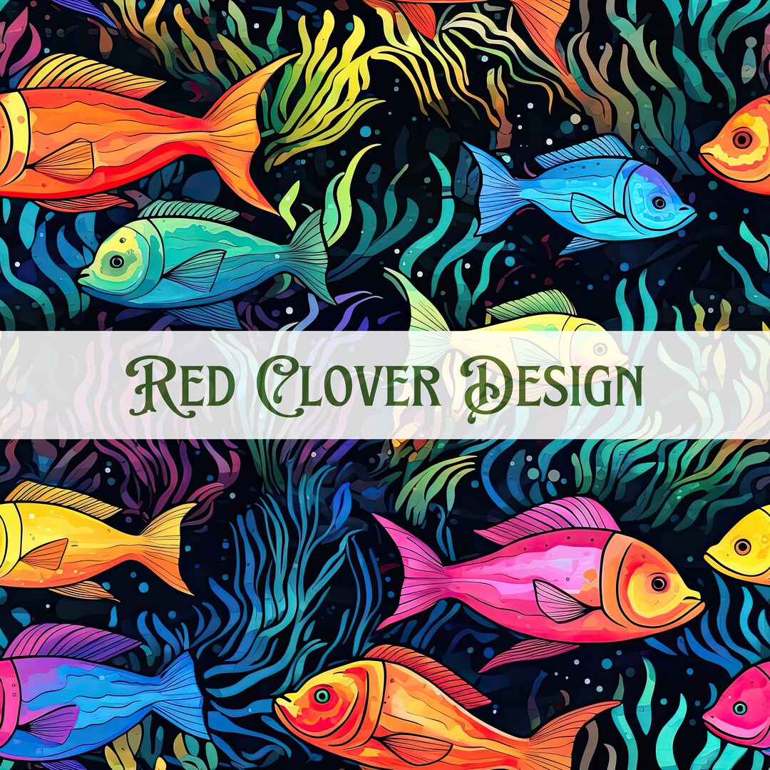Rainbow Fish Seamless Pattern, Underwater Seamless Pattern, Fish ...