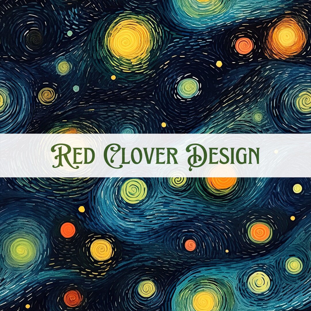 Starry Night Galaxy Seamless Pattern, Stars Seamless Pattern, Van Gogh ...