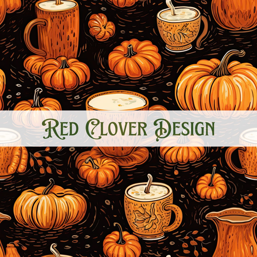 Pumpkin Spice Latte Seamless Pattern, Coffee Seamless Pattern, Pumpkins ...