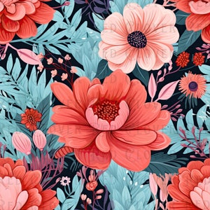 Autumn Floral Seamless Pattern, Orange flowers seamless pattern, fall seamless, pattern for fabric, digital pattern, sublimation, paper