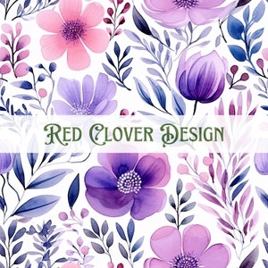 Purple Floral Seamless Pattern, floral seamless pattern, orange seamless, pattern for fabric, digital pattern, sublimation, spring floral