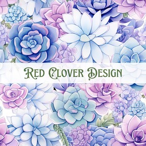 Purple green succulents Floral Seamless Pattern, desert seamless pattern, floral seamless, pattern for fabric, digital pattern, sublimation