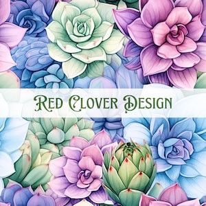 Purple Blue succulents Floral Seamless Pattern, desert seamless pattern, floral seamless, pattern for fabric, digital pattern, sublimation