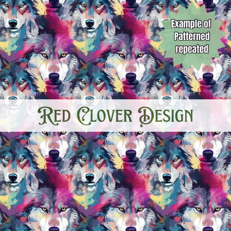 Colorful Wolves Seamless Pattern, Wolf Seamless Pattern, Winter ...