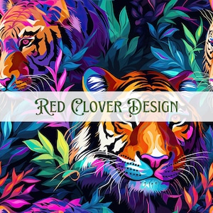 Tiger Seamless Pattern, colorful tigers seamless pattern, big cat seamless, pattern for fabric, digital pattern, sublimation, cats seamless