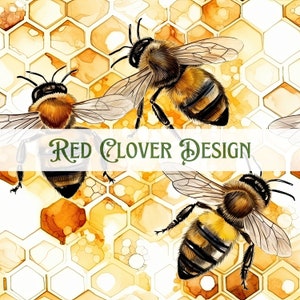 Honey Bees Seamless Pattern, bees seamless pattern, fall seamless, pattern for fabric, digital pattern, sublimation, autumn, honeycomb, bees