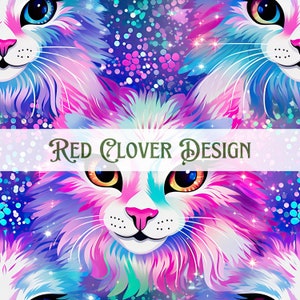Cats Seamless Pattern, colorful kitty seamless pattern, sparkle cat seamless, pattern for fabric, digital pattern, sublimation, cat glitter