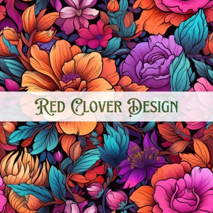 LF Inspired Bright Autumn Floral Seamless Pattern, floral seamless pattern, neon seamless, pattern for fabric, digital pattern, sublimation