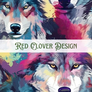 Colorful Wolves Seamless Pattern, wolf seamless pattern, winter seamless, pattern for fabric, digital pattern, sublimation, wolf pattern,