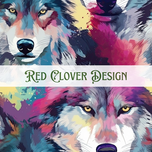 Colorful Wolves Seamless Pattern, wolf seamless pattern, winter seamless, pattern for fabric, digital pattern, sublimation, wolf pattern,